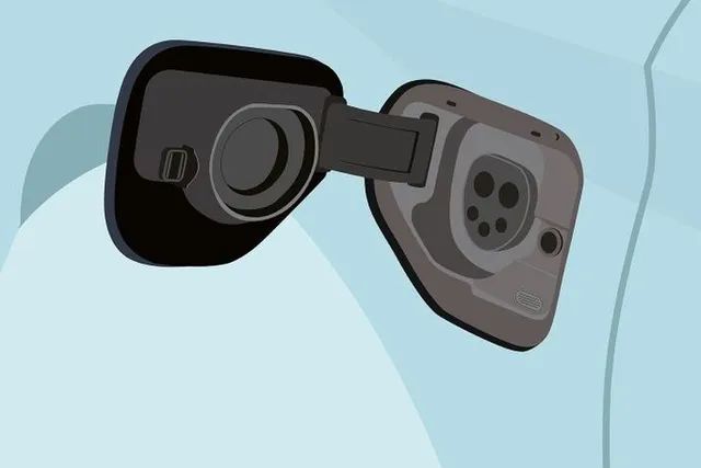 Pohľad na zásuvku na nabíjanie elektrického vozidla.