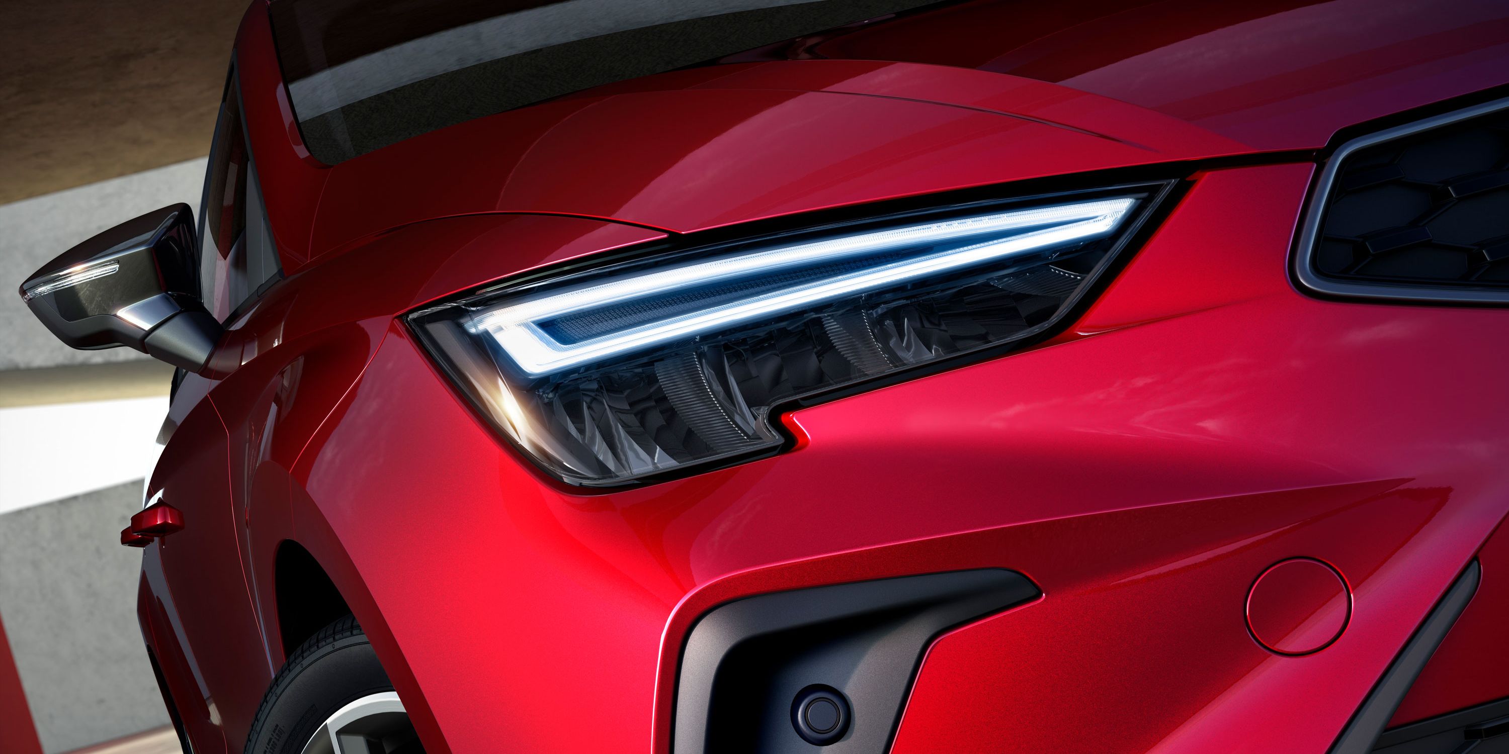 Detailný záber na svetlomet vozidla SEAT Ibiza